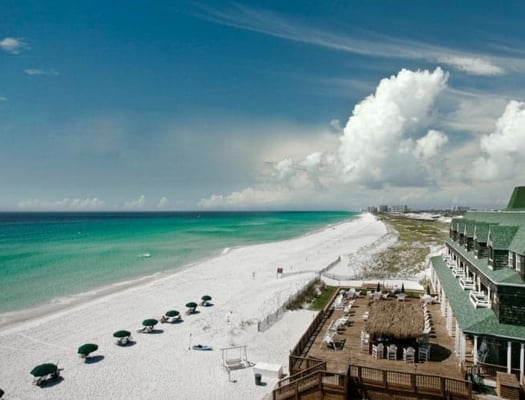 West facing view of Henderson Park Inn and beach