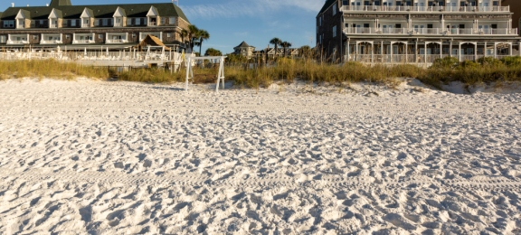 Both buildings from beach