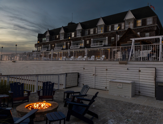 back of building with fire pit