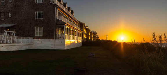 building at sunrise